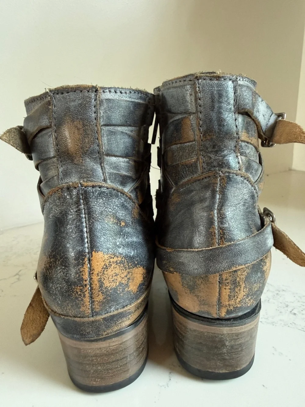 Freebird by Steven Sammi Ankle Booties Womens Size 7 Color Brown Distressed